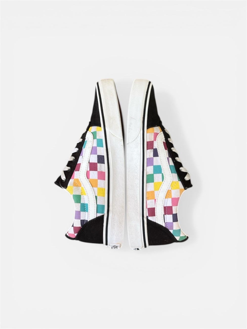 Vans Multicolor Checkerboard Low-Top Sneakers with Black Panels - Picture 4 of 9
